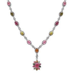 🔥PRICE CUT🔥NWT 10CTW MULTITOURMALINE NECKLACE IN PLATINUM OVER STERLING SILVER